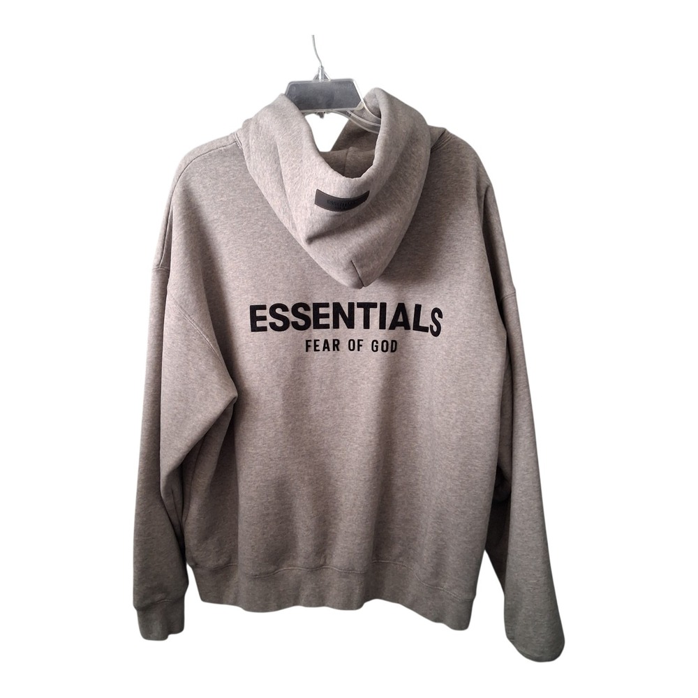 Essentials Fear of God Gray Pullover Hoodie Mens Large Logo Graphic Cotton Blend